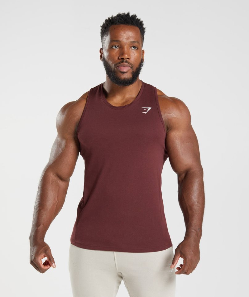 Men\'s Gymshark React Tanks Burgundy | NZ 4YBFIT